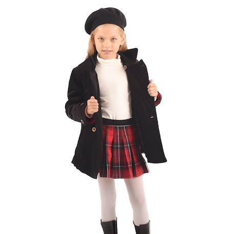 Cadeau noël   caban  + jupe plissée tartan   + col roulé Noir rouge beige 2 - vertbaudet enfant 