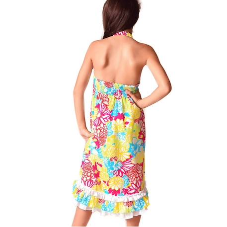 Robe de plage longue   jersey fleuri   eugenie Blanc fleuri multicolore 3 - vertbaudet enfant 