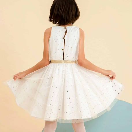 Robe de soirée   en tulle & paillettes   hepburn Blanche or 2 - vertbaudet enfant 