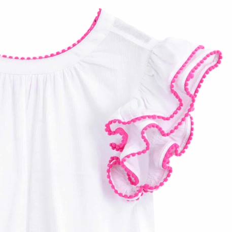 Blouse liberty   à volants  butterfly Blanche fuchsia+Jaune bleu+Rose bleu pastel+Violet bleu 4 - vertbaudet enfant 