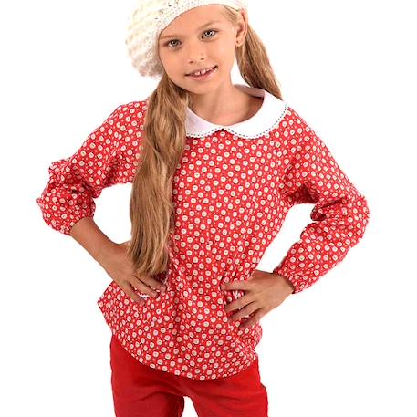 Blouse de noël  à col claudine Rouge blanc 5 - vertbaudet enfant 