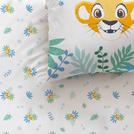 Parure de lit imprimée 100% coton, disney home le roi lion simba Blanc, jaune 2 - vertbaudet enfant 