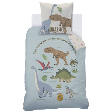 Parure de lit imprimée dinosaures 100% coton, jurassic world sicju Bleu 3 - vertbaudet enfant 