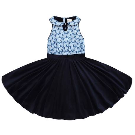 Robe qui tourne     et fleurie liberty    hepburn Bleu marine bleu roi 3 - vertbaudet enfant 