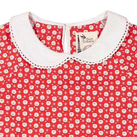 Blouse de noël  à col claudine Rouge blanc 2 - vertbaudet enfant 