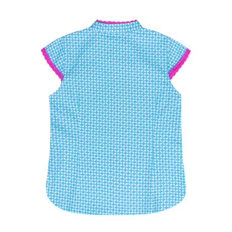 Blouse chinoise    annam Bleu turquoise rose fuchsia 4 - vertbaudet enfant 