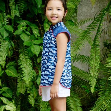 Blouse  chinoise  imprimé poissons koi  annam Bleu rouge 6 - vertbaudet enfant 