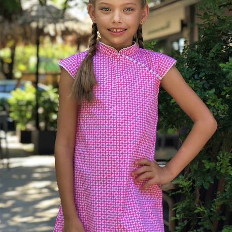 Robe chinoise   coton    annam Rose fuchsia 1 - vertbaudet enfant 