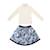 Ensemble   jupe fleurie   & col roulé Bleu marine lilas beige 1 - vertbaudet enfant 