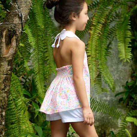 Blouse liberty     tulipe Rose bleu pastel 2 - vertbaudet enfant 