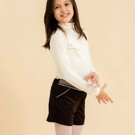 Ensemble   short velours  & col roulé Marron beige 2 - vertbaudet enfant 