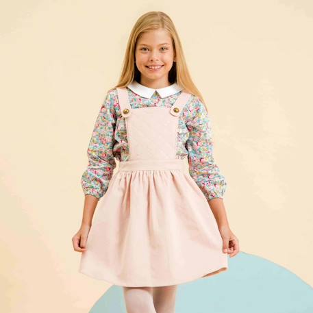 Robe salopette   velours    ecolière Bordeaux+Rose pastel 6 - vertbaudet enfant 