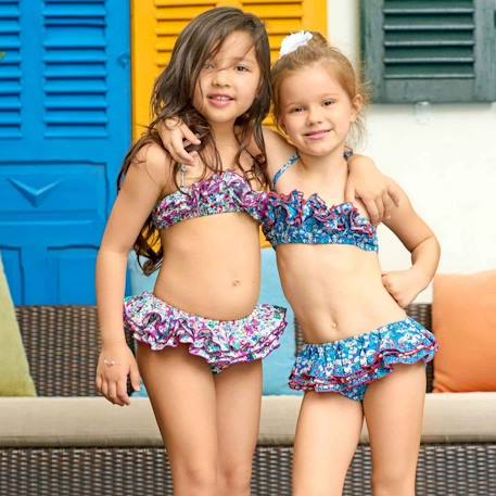 Maillot de bain  2 pièces liberty  et   swan Bleu rouge 2 - vertbaudet enfant 