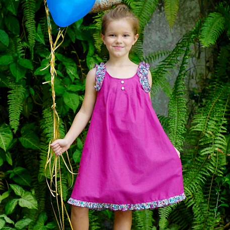 Robe cérémonie fleurie    noeud amovible  anais Violet 2 - vertbaudet enfant 