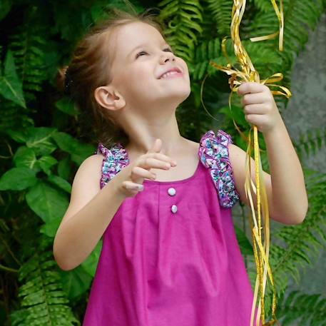 Robe cérémonie fleurie    noeud amovible  anais Violet 6 - vertbaudet enfant 