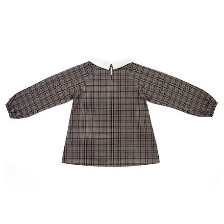 Blouse intersaison   carreaux  fils lurex   col claudine Gris anthracite or 4 - vertbaudet enfant 