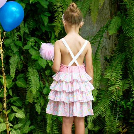 Robe salopette liberty     gigi Rose bleu pastel 2 - vertbaudet enfant 