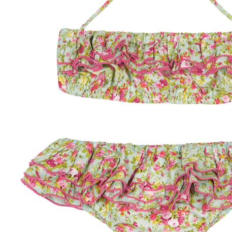 Maillot de bain 2 pièces  liberty  pièceà volants  swan Vert d'eau rouge 4 - vertbaudet enfant 