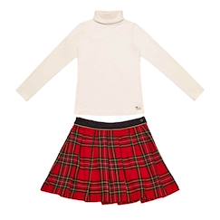 Ensemble   jupe plissée tartan   & col roulé  - vertbaudet enfant