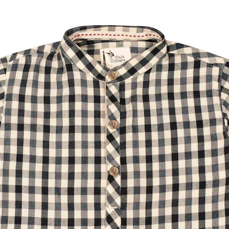 Chemise col mao   carreaux    liverpool Noir beige 2 - vertbaudet enfant 