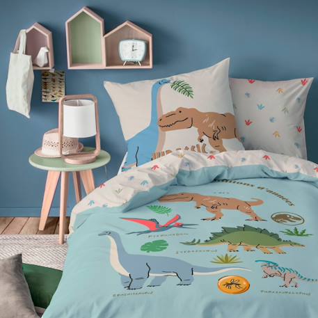 Parure de lit imprimée dinosaures 100% coton, jurassic world sicju Bleu 1 - vertbaudet enfant 