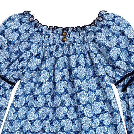 Blouse intersaison fleurie   liberty   col smocks  chimene Bleu lilas+Bleu roi+Marron beige+Orange+Rouge fleuri 9 - vertbaudet enfant 