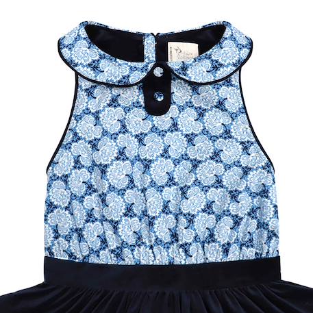 Robe qui tourne     et fleurie liberty    hepburn Bleu marine bleu roi 4 - vertbaudet enfant 