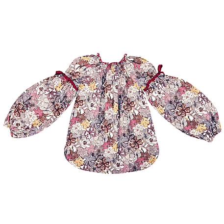 Blouse fleurie intersaison   fleurie    col smocks  chimene Bordeaux prune 4 - vertbaudet enfant 