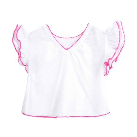 Blouse liberty   à volants  butterfly Blanche fuchsia+Jaune bleu+Rose bleu pastel+Violet bleu 5 - vertbaudet enfant 