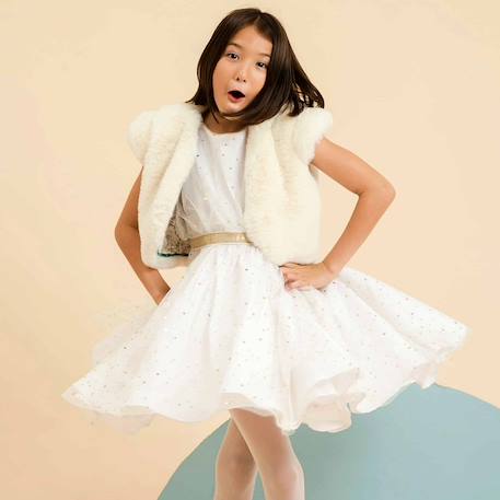 Robe de soirée   en tulle & paillettes   hepburn Blanche or 6 - vertbaudet enfant 