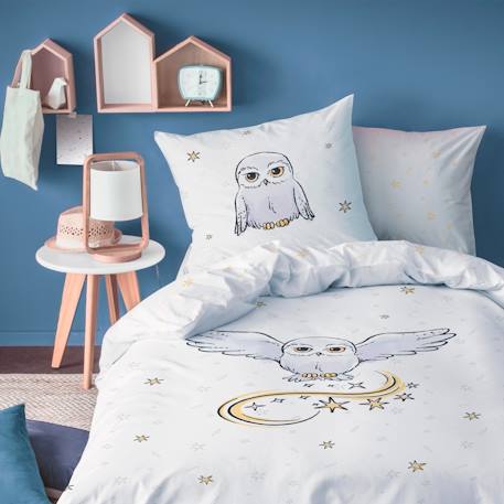 Parure de lit imprimée 100% coton, harry potter owl Blanc 1 - vertbaudet enfant 