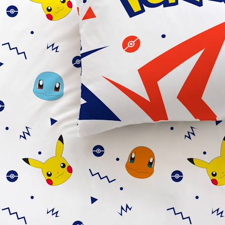 Parure de lit imprimée 100% coton, pokemon ziggy Blanc, bleu 2 - vertbaudet enfant 