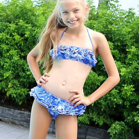 Maillot de bain fleuri   et    2 pièces  swan Bleu roi blanc 2 - vertbaudet enfant 