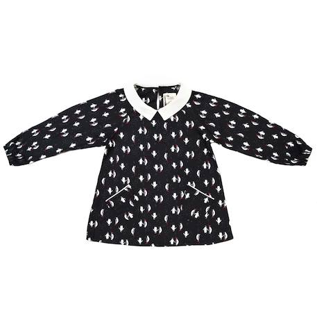 Blouse de noël pour   imprimé fantaisie pingouin  col claudine Noir blanc rouge 3 - vertbaudet enfant 