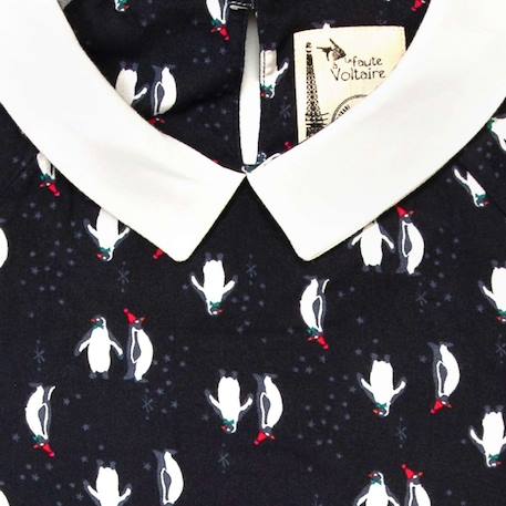 Blouse de noël pour   imprimé fantaisie pingouin  col claudine Noir blanc rouge 2 - vertbaudet enfant 