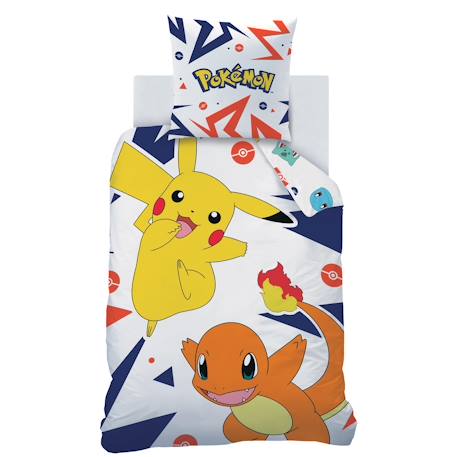 Parure de lit imprimée 100% coton, pokemon ziggy Blanc, bleu 3 - vertbaudet enfant 