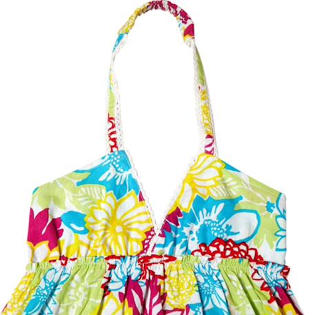 Robe de plage longue   jersey fleuri   eugenie Blanc fleuri multicolore 2 - vertbaudet enfant 