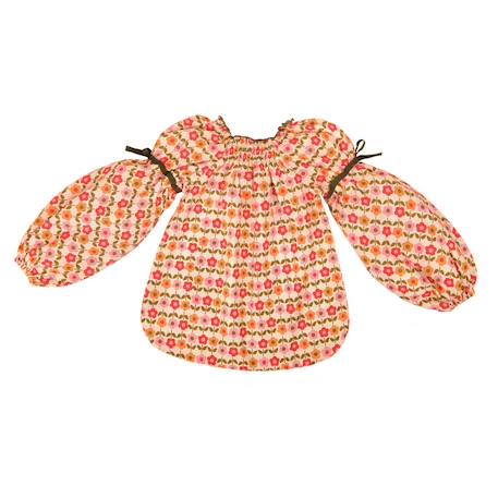 Blouse fleurie hiver   fleuri   col smocks  chimene Orange rouge 4 - vertbaudet enfant 