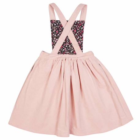Robe salopette   velours    ecolière Bordeaux+Rose pastel 9 - vertbaudet enfant 