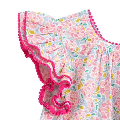 Blouse liberty   à volants  butterfly Blanche fuchsia+Jaune bleu+Rose bleu pastel+Violet bleu 14 - vertbaudet enfant 