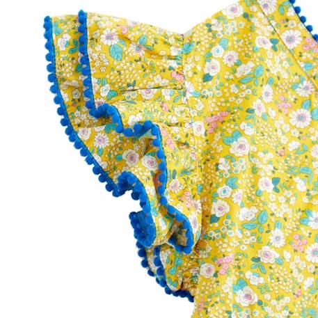 Blouse liberty   à volants  butterfly Blanche fuchsia+Jaune bleu+Rose bleu pastel+Violet bleu 10 - vertbaudet enfant 