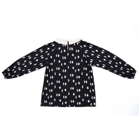 Blouse de noël pour   imprimé fantaisie pingouin  col claudine Noir blanc rouge 4 - vertbaudet enfant 