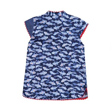 Blouse  chinoise  imprimé poissons koi  annam Bleu rouge 4 - vertbaudet enfant 