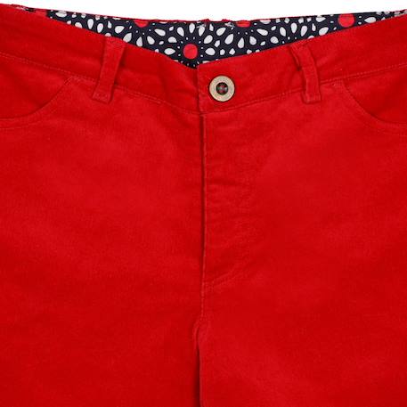 Ensemble   pantalon velours  & blouse fleurie Rouge 4 - vertbaudet enfant 
