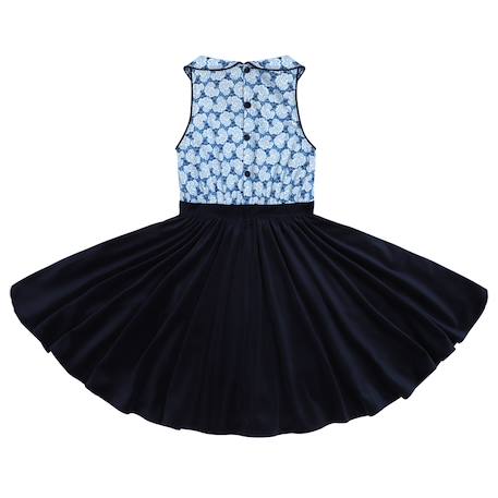Robe qui tourne     et fleurie liberty    hepburn Bleu marine bleu roi 5 - vertbaudet enfant 