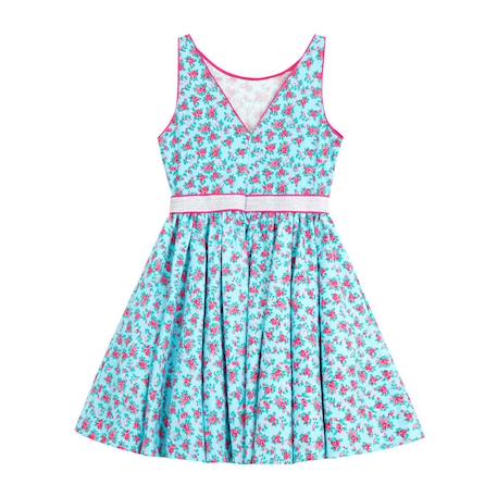 Robe cérémonie fleurie      hepburn Bleu turquoise rose fuchsia 4 - vertbaudet enfant 