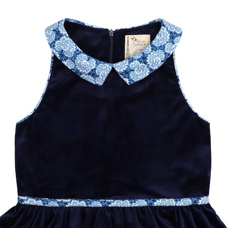 Robe  qui tourne velours   et col    hepburn Bleu marine bleu roi+Bleu marine rose 4 - vertbaudet enfant 
