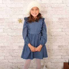 -Robe intersaison coton chambray  à volants   appoline