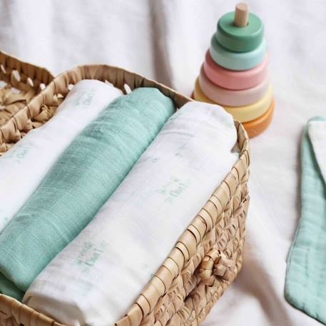 Lot de 3 langes bébé motif chats Vert 4 - vertbaudet enfant 
