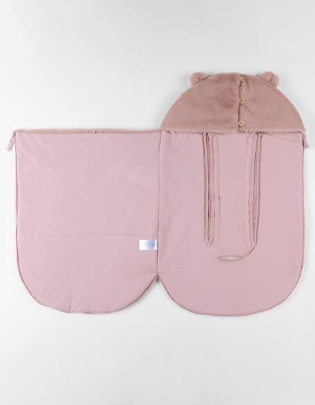 Nid d'ange jersey et fausse fourrure bleu canard+rose poudré+sable 8 - vertbaudet enfant 